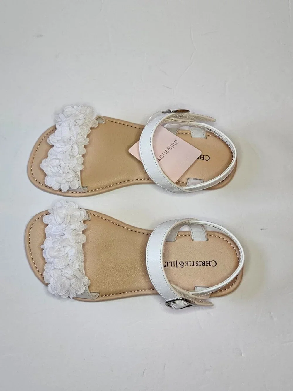 Christie & Jill Girls White Floral Strap Sandals Size 13